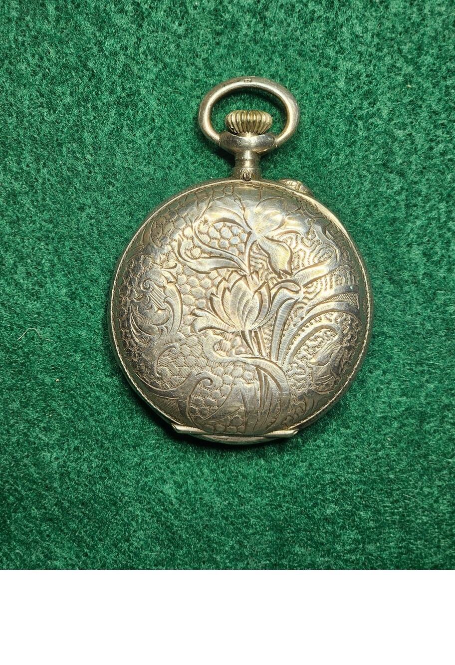 Antique Pocket watch ROSKOPF Cuervo Y Sobrinos Hunter 52mm Case Silver Working